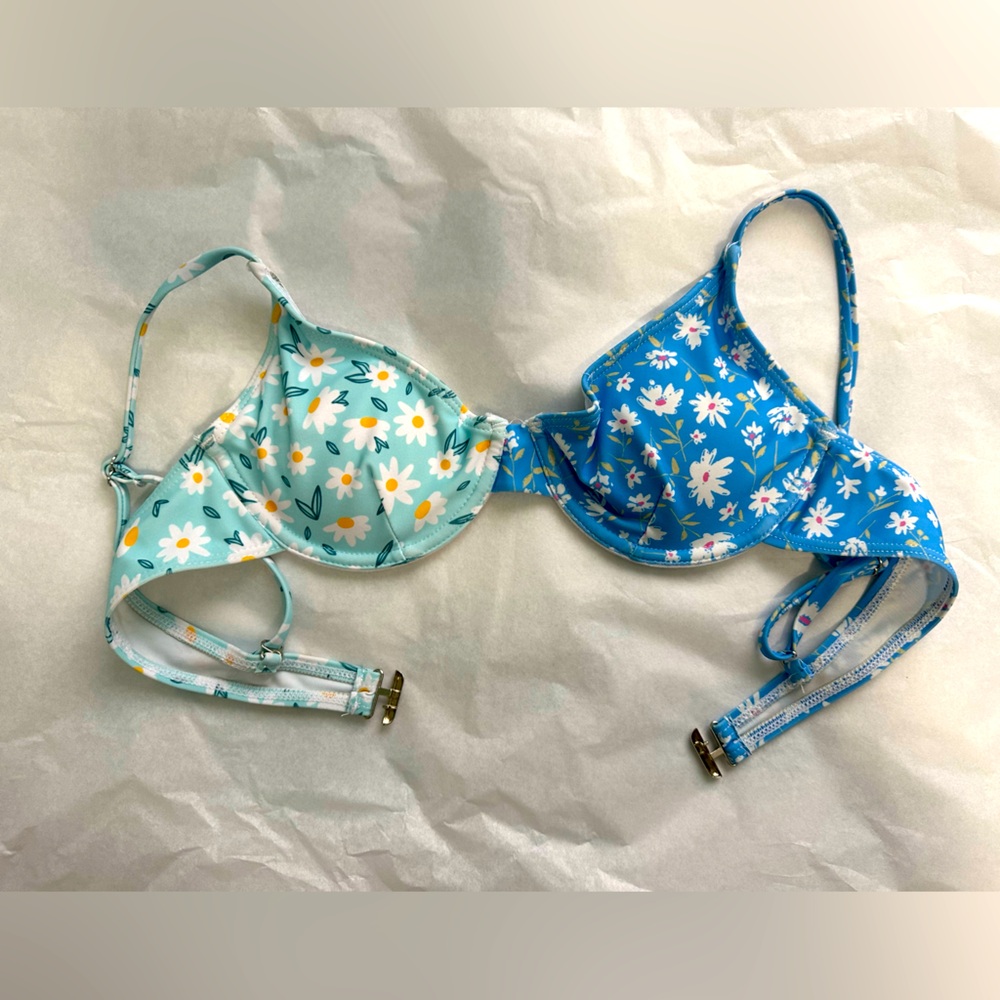 Floral Contrast Cupped Bikini Top